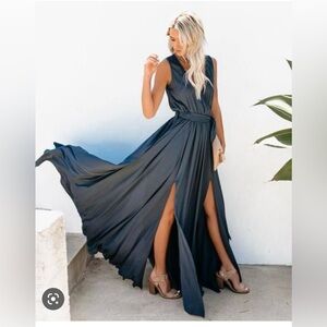 VICI Sleeveless Maxi Dress - Dark Gray